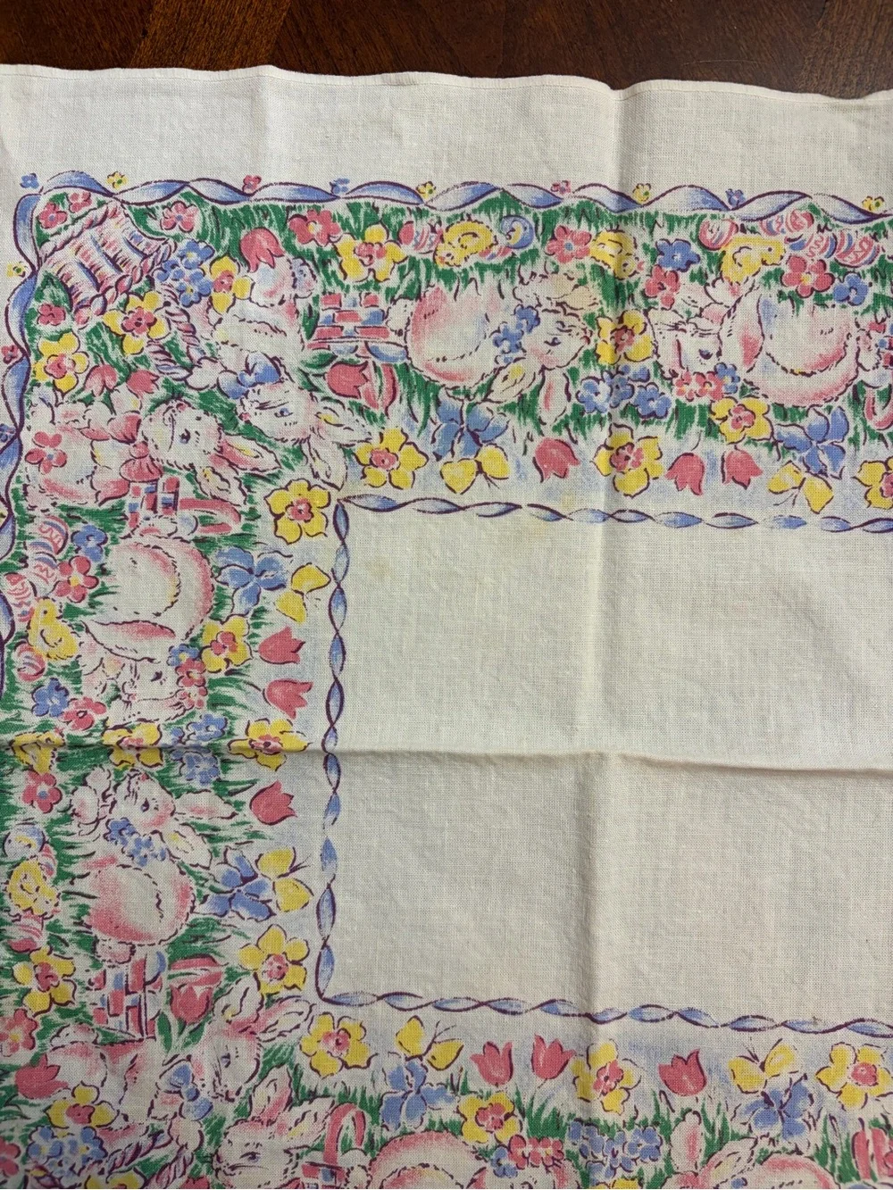 Spring Floral and Bunny Cotton Easter Napkins, Set of 8